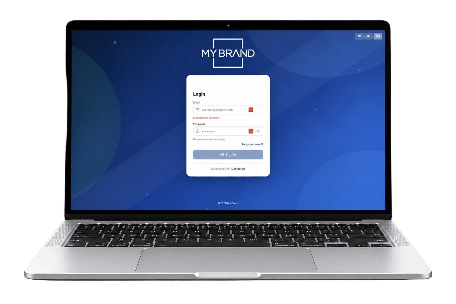 MyBrand screen displayed on a laptop